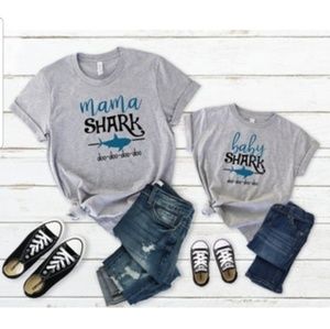 Matching Baby & Mommy Shark Tops